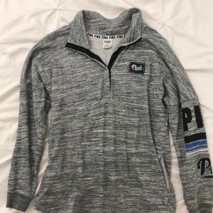 PINK Grey Button Up Sweatshirt